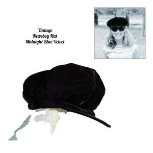 Vintage Newsboy Cap | Midnight Blue Velvet | NWT| Two Girls N.Y.C.